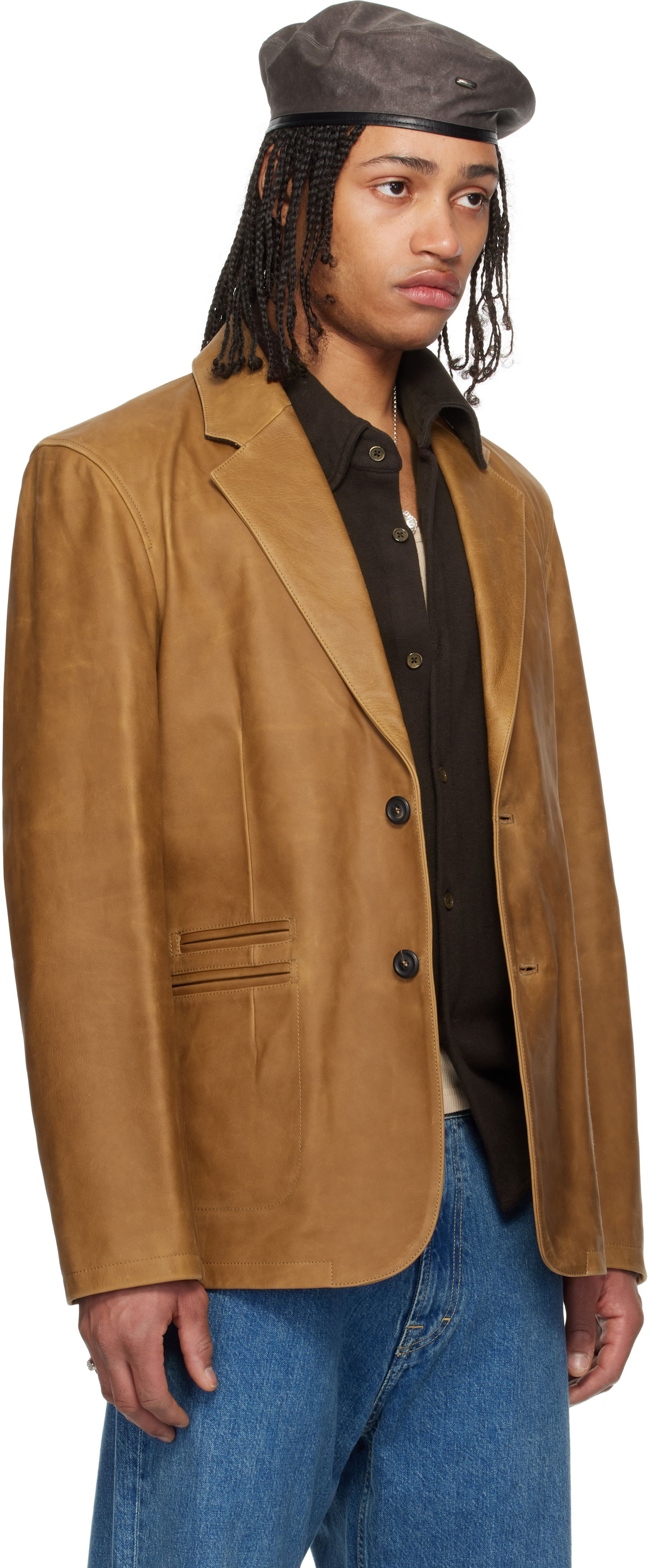 Jakke OUR LEGACY Our Legacy Opening Leather Blazer Brun | M2259OBL, 1