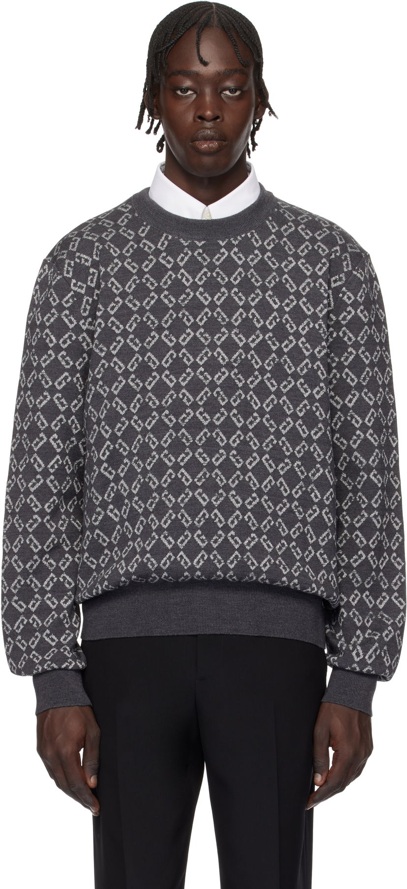 Sweater Givenchy Monogram Jacquard Sweater Grå | BM90TH4YKY030