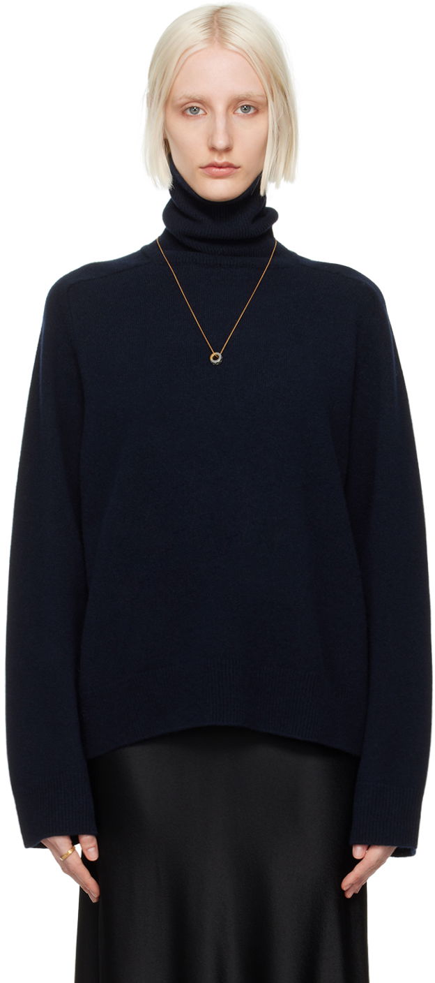 Sweater Maison Margiela Navy Gauge 7 Turtleneck Sort | S50HL0032 M13058