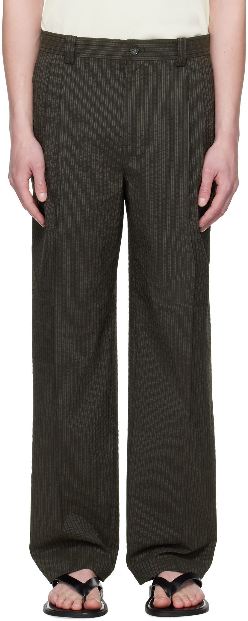 Bukser MAISON KITSUNÉ Maison Kitsuné Relaxed Pleated Trousers Grøn | OM01112WC5032