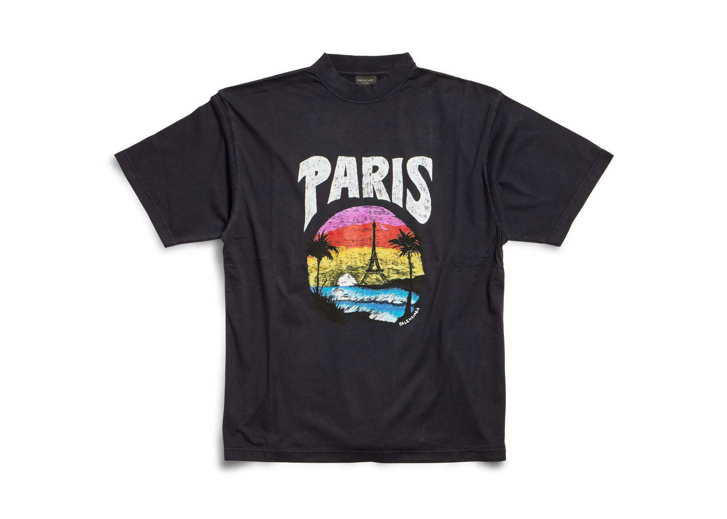 T-shirt Balenciaga Paris Tropical T-shirt Sort | 764235 TPVL9, 0