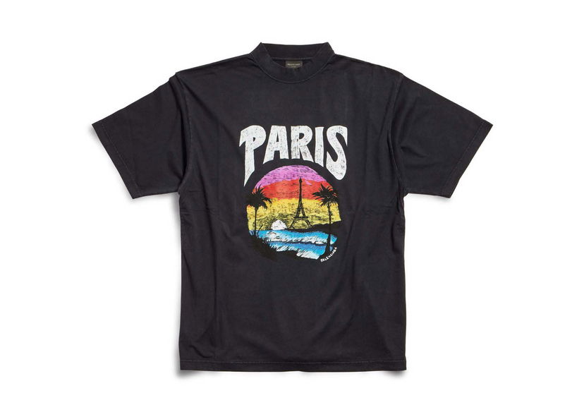 T-shirt Balenciaga Paris Tropical T-shirt Sort | 764235 TPVL9