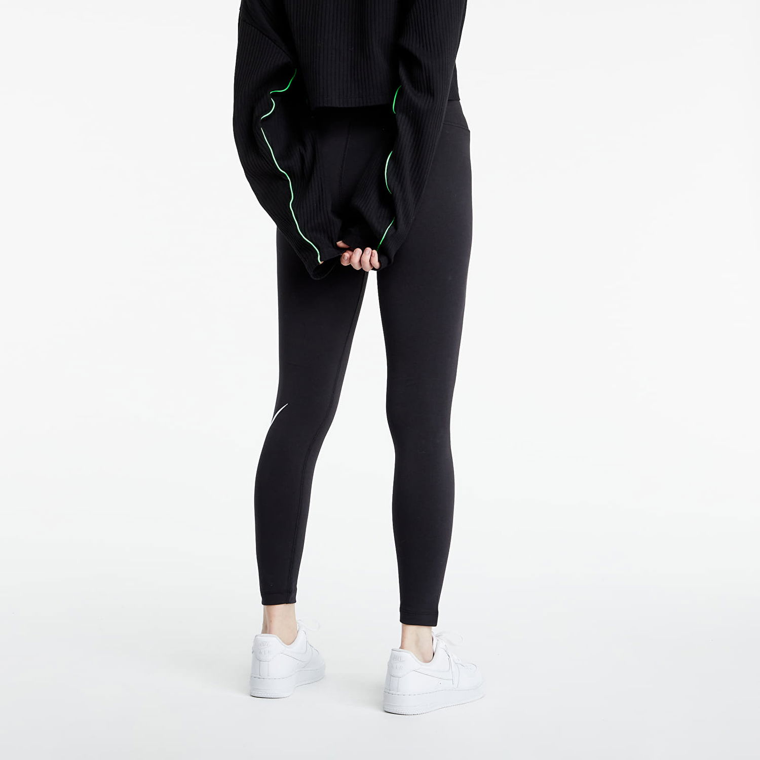 Leggings Nike Sportswear Essential GX Mid-Rise Swoosh Leggings Sort | CZ8530-010, 1