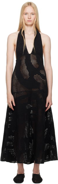 Nanushka Fotini Halter Crochet Midi Dress