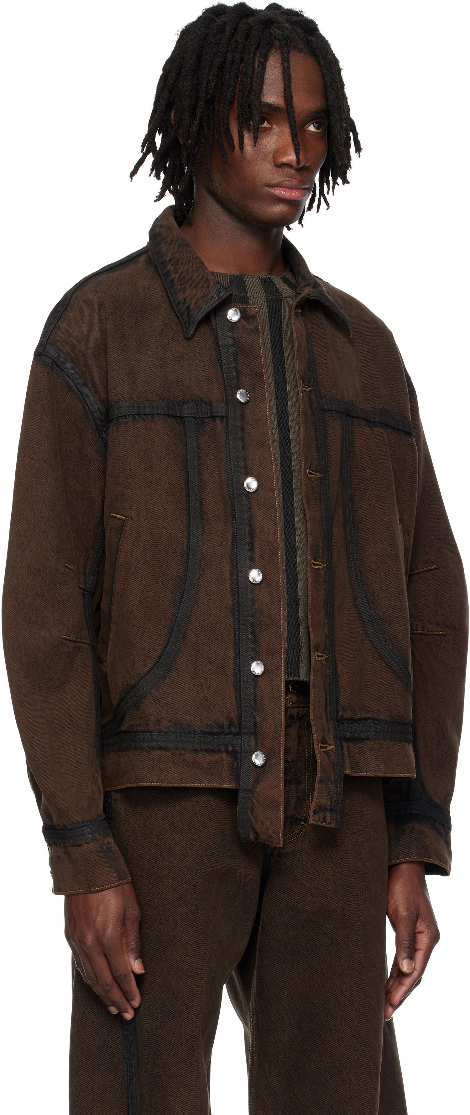 Jakke Eckhaus Latta Eckhaus Latta EL Redux Denim Jacket Brun | 1224-EL-PS25-O - OUTLINE, 1