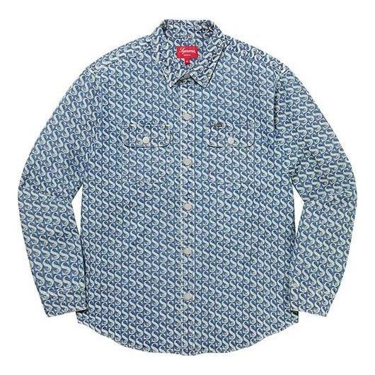 Skjorte Supreme Supreme Monogram Denim Shirt Blå | SUP-FW21-229