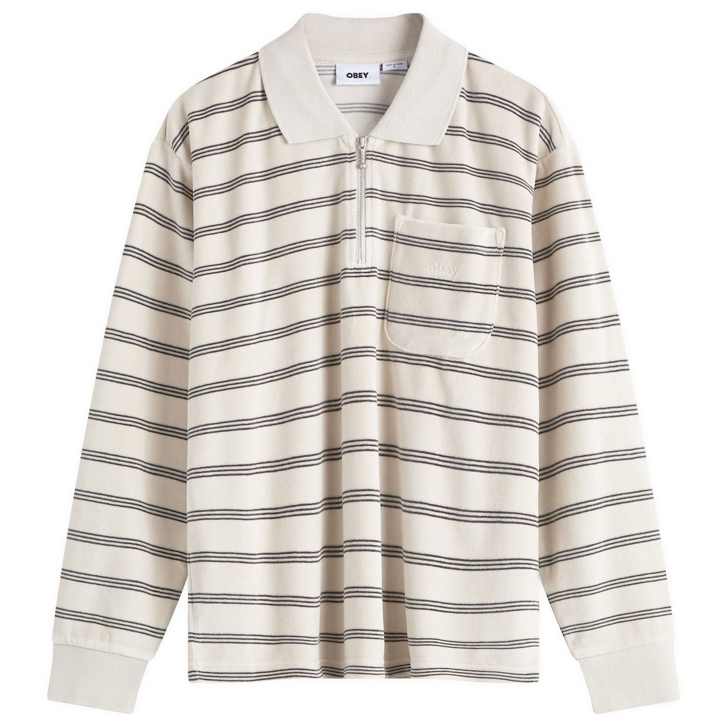 Polo skjorte OBEY Stripe Polo Top Hvid | 231040013, 0