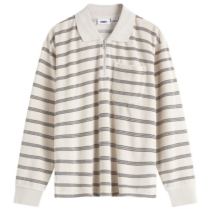 Polo skjorte OBEY Stripe Polo Top Hvid | 231040013