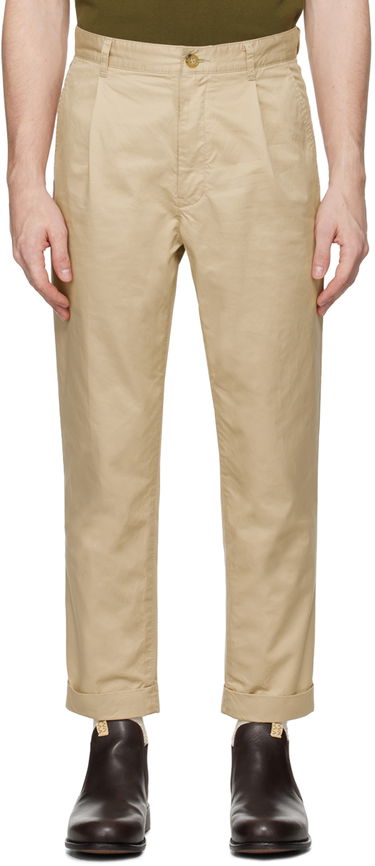 Bukser BEAMS Beams Plus 1 Pleat Trousers Beige | 3823-0111-874, 0