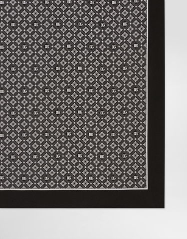 Tørklæde Dolce & Gabbana Silk Scarf With Micro-design And Logo Print Sort | GQ368EG0WTAX0800, 1