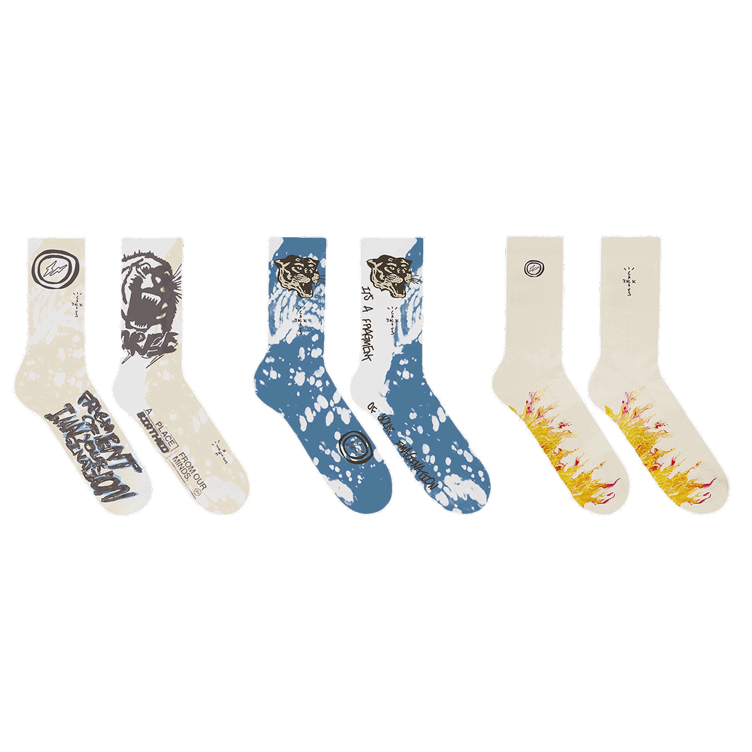 Sokker Cactus Jack by Travis Scott Fragment x 3 Pack Socks Flerfarvet | CJFR AS15 MULT, 0