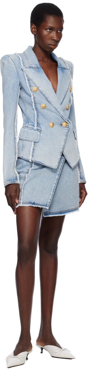 Jakke Balmain Balmain 6-Button Tailored Denim Blazer Blå | EF0SG220DF75, 3
