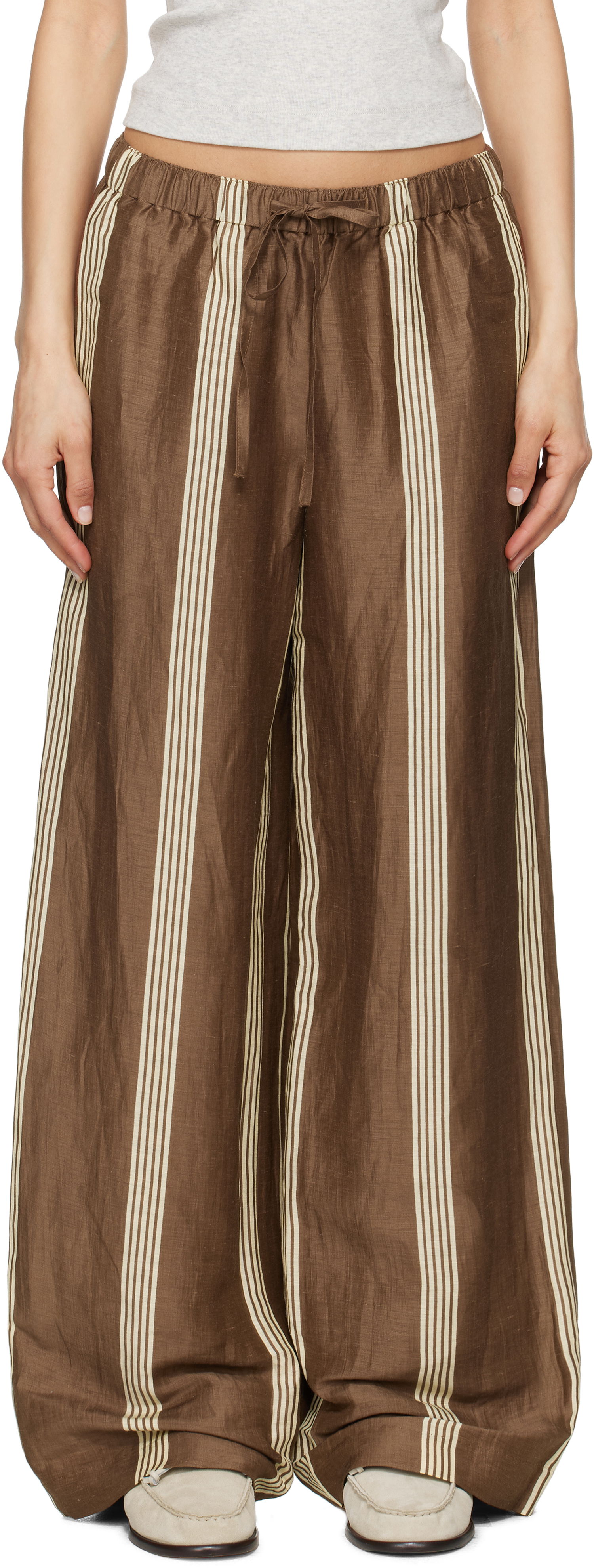Bukser rag & bone rag & bone Olivia Linen Trousers Brun | WAW25S70219321, 0