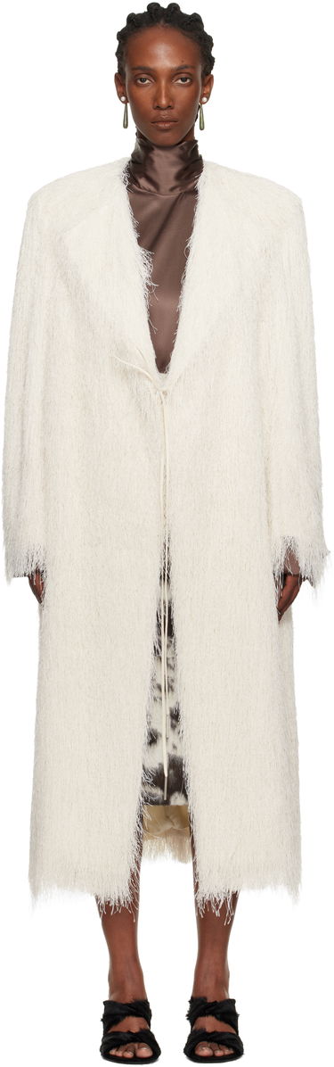 Frakker Dries Van Noten Fringed Coat Hvid | 252-010262-2031, 0