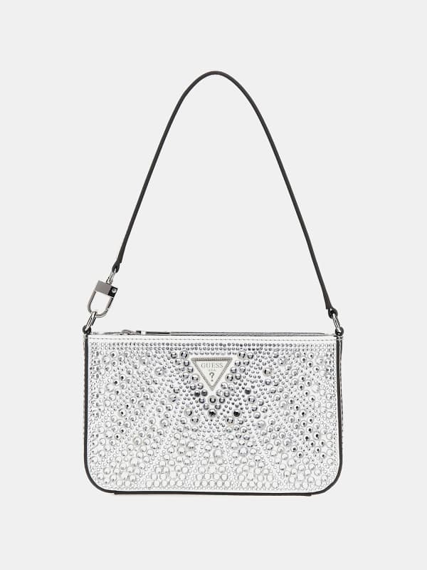 Håndtaske GUESS Mini Rhinestone Shoulder Bag Metalisk | HWXY9528720, 0