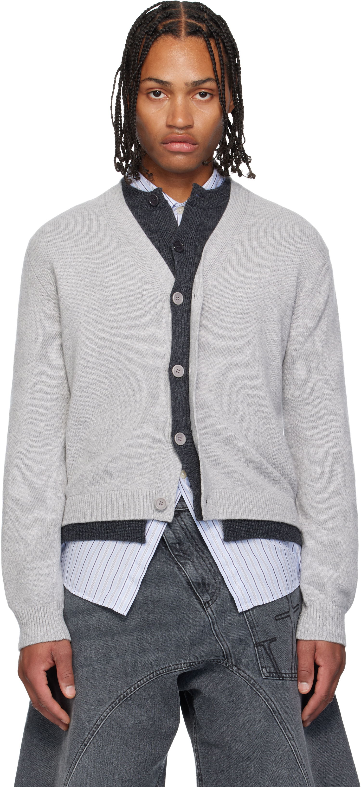 Sweater JW Anderson JW Anderson Layered Cardigan Grå | KW1434-YN0423, 0