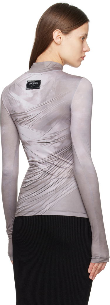T-shirt Balmain Balmain Draped Print T-Shirt Grå | EF1EK026GE44, 2