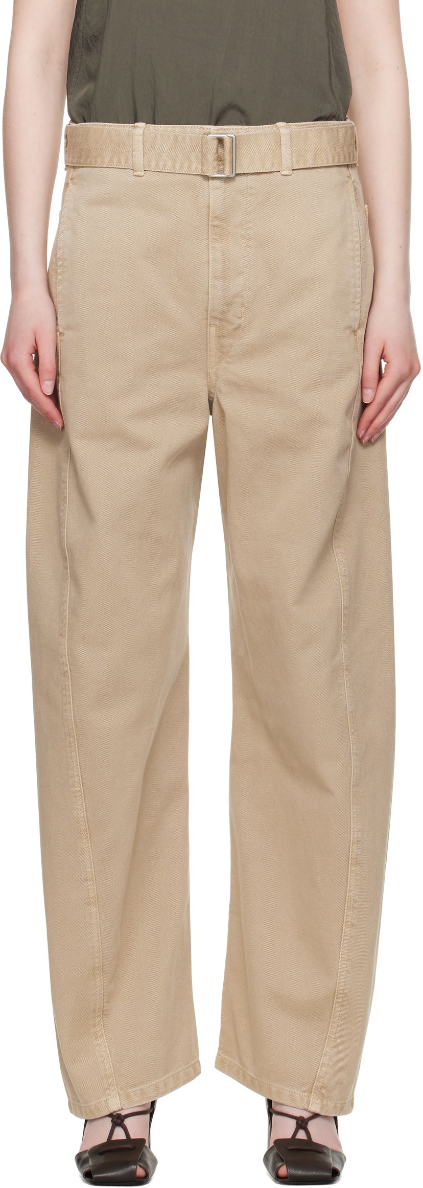 Bukser LEMAIRE Lemaire Twisted Belted Pants Beige | PA326 LD1042