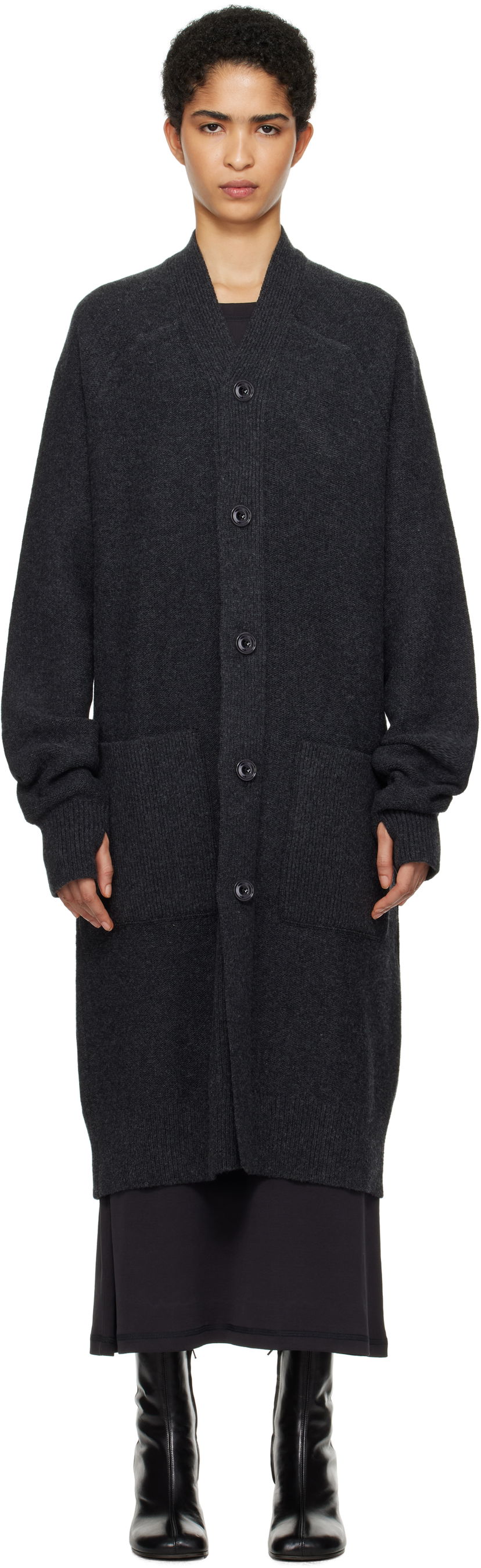 Sweater LEMAIRE Long Knit Cardigan Grå | TO1256 LK1026
