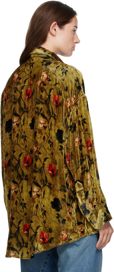 Skjorte R13 R13 Floral-Print Velvet Drop-Neck Shirt Grøn | R13WR004-R595A, 2