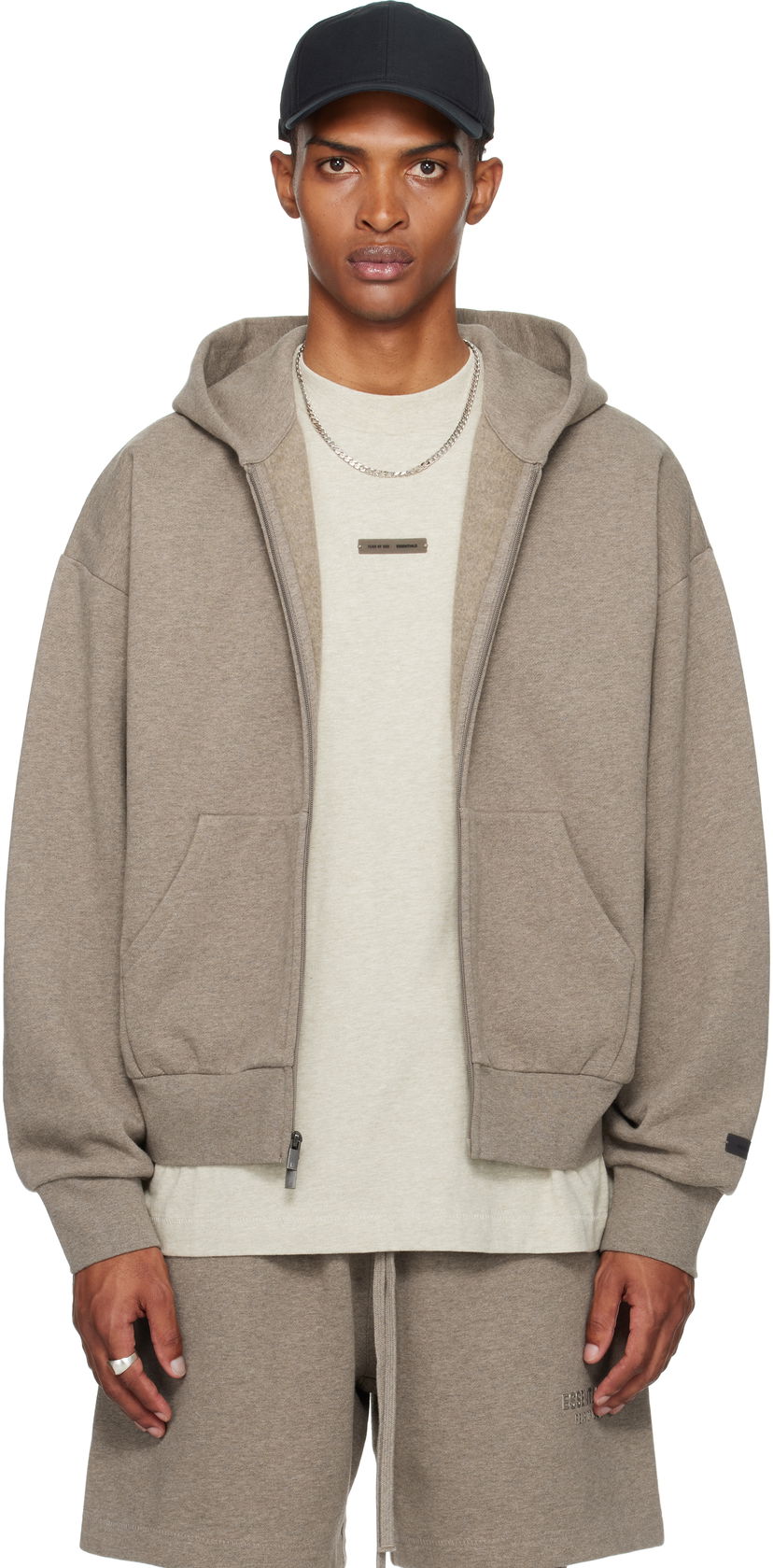 Sweatshirt Fear of God Fear of God ESSENTIALS Classic Fit Fleece Zip-Up Hoodie Grå | 192SP254783F