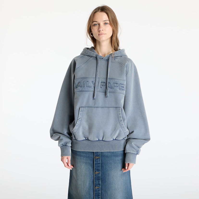 Sweatshirt DAILY PAPER Daily Paper Garment Wash Hoodie Blå | 2511164