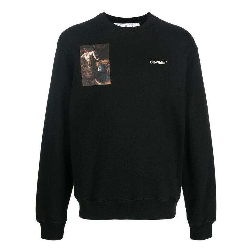 Sweater Off-White Off-White Character Print Loose Fit Sweatshirt Sort | OMBA057C99FLE0111001