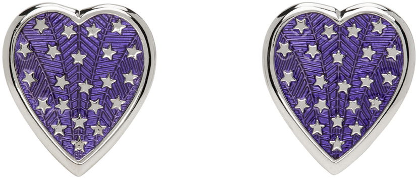 Øreringe Chopova Lowena Chopova Lowena Silver Heart Shaped Earrings with Star Design Lilla | 6505