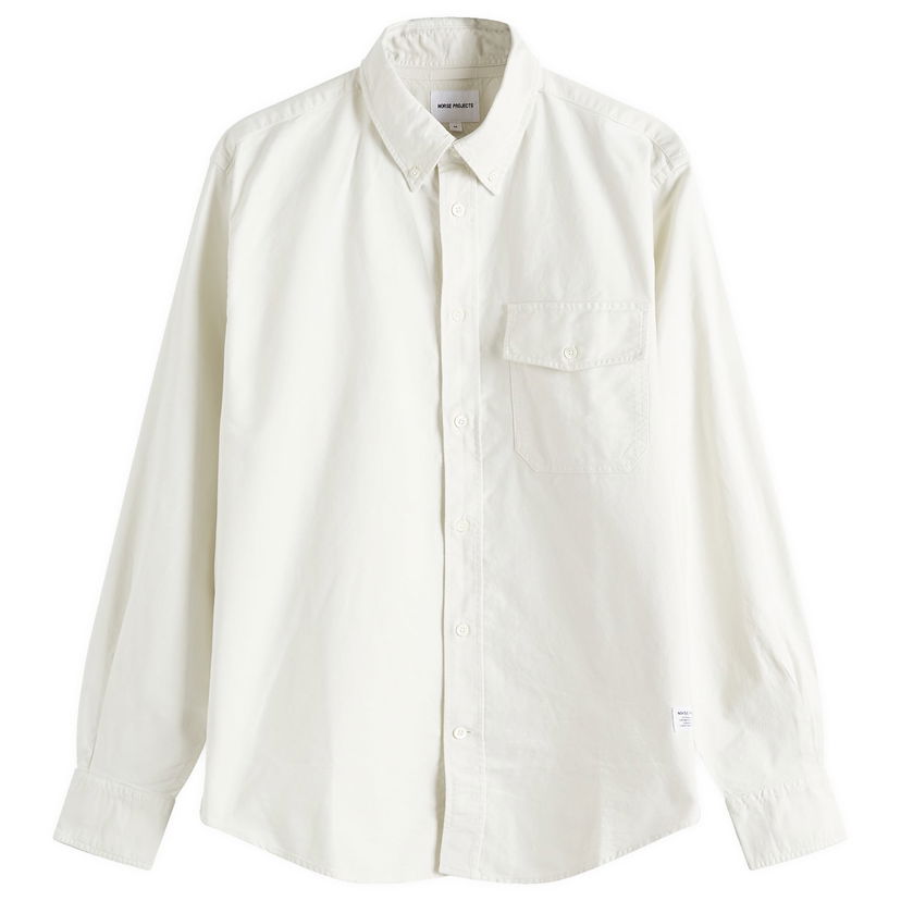 Skjorte NORSE PROJECTS Algot Relaxed Overdyed Oxford Shirt, Size Large Hvid | N40-0818-0219