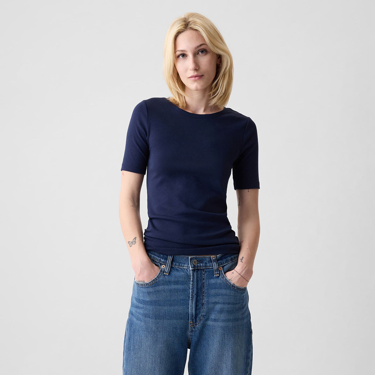 T-shirt GAP Modern Crewneck T-Shirt Navy Uniform Mørkeblå | 540635-02, 0