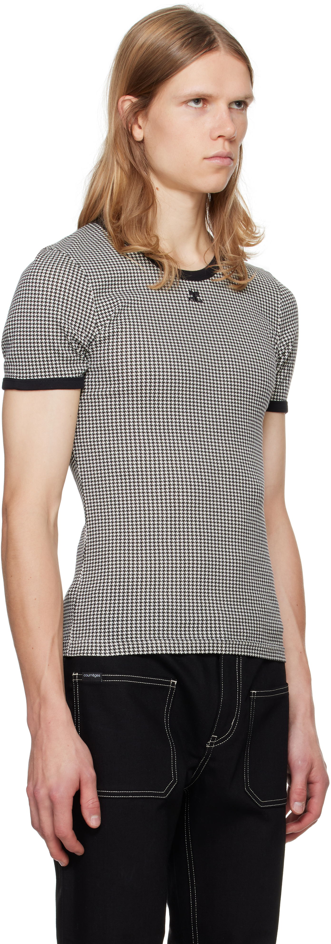 T-shirt Courrèges Courrèges Houndstooth Print T-Shirt Hvid | 324JTS020JS0167, 1