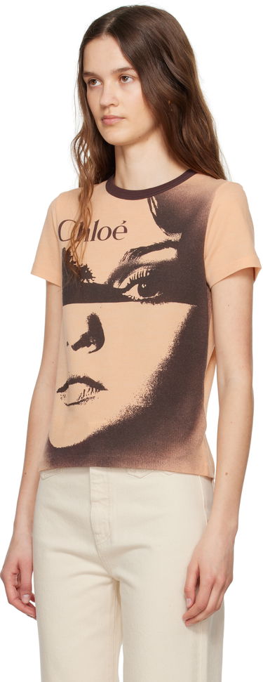 T-shirt CHLOÉ Chloé Crewneck Logo Graphic T-Shirt Beige | CH25UJH11189, 3