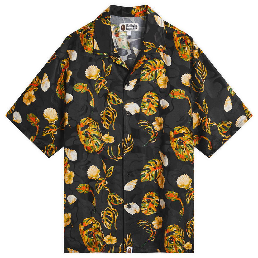 Skjorte BAPE A Bathing Ape Vacation Pattern Open Collar Shirt Sort | 001SRL301308M-BLK