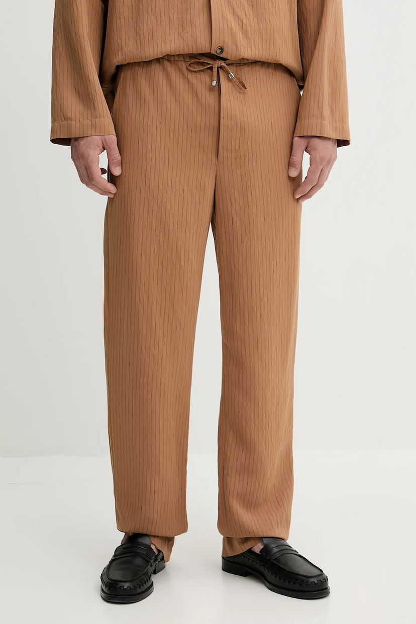 Bukser Nanushka Nanushka DEMIS Striped Casual Trousers Brun | NM25SSPA11675