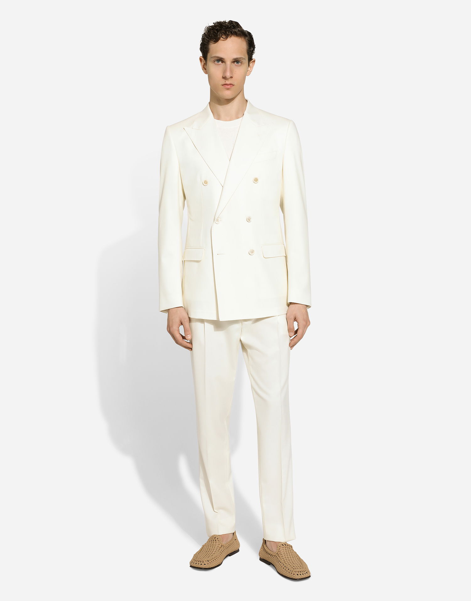 Bukser Dolce & Gabbana Dolce & Gabbana Tailored Flannel Pants Hvid | GY6UETGI251W3796, 1