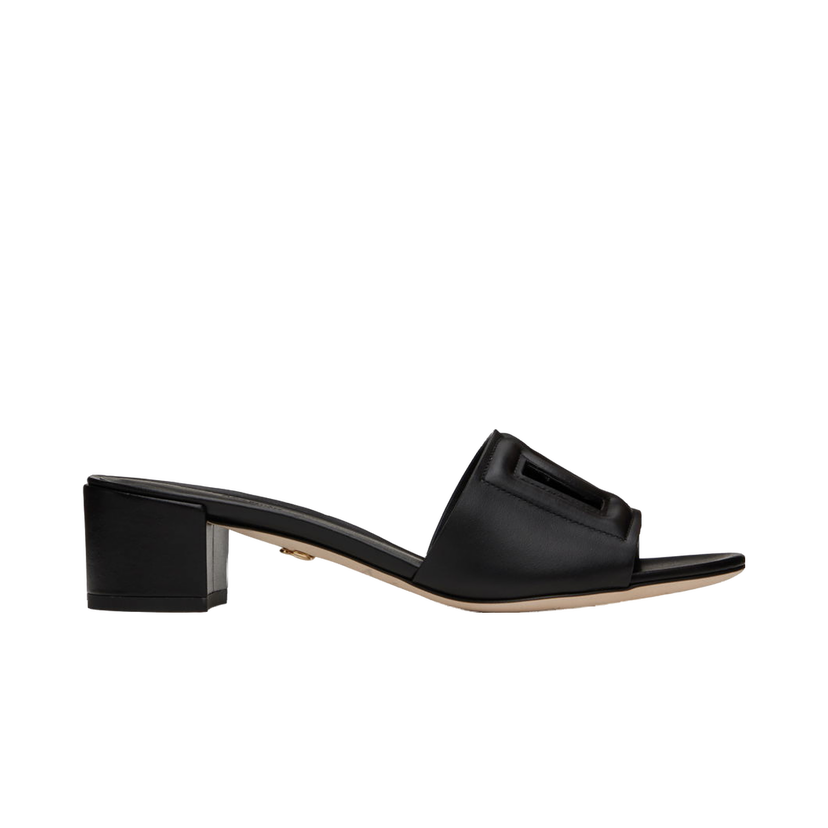 Sneakers og sko Dolce & Gabbana Heeled Leather Sandals Sort | CR1139 AY329