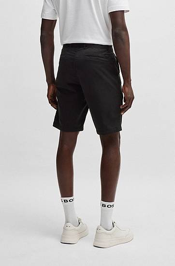 Shorts BOSS Slim-Fit Stretch Cotton Twill Shorts Sort | 50536723, 1