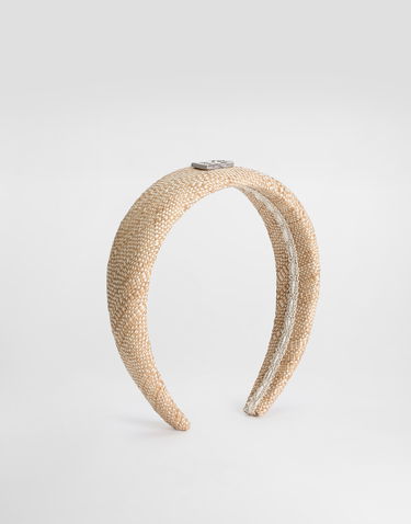 Tilbehør Dolce & Gabbana Dolce & Gabbana Raffia Canvas Headband with Logo Beige | LB3L54G7PFHS9000, 0