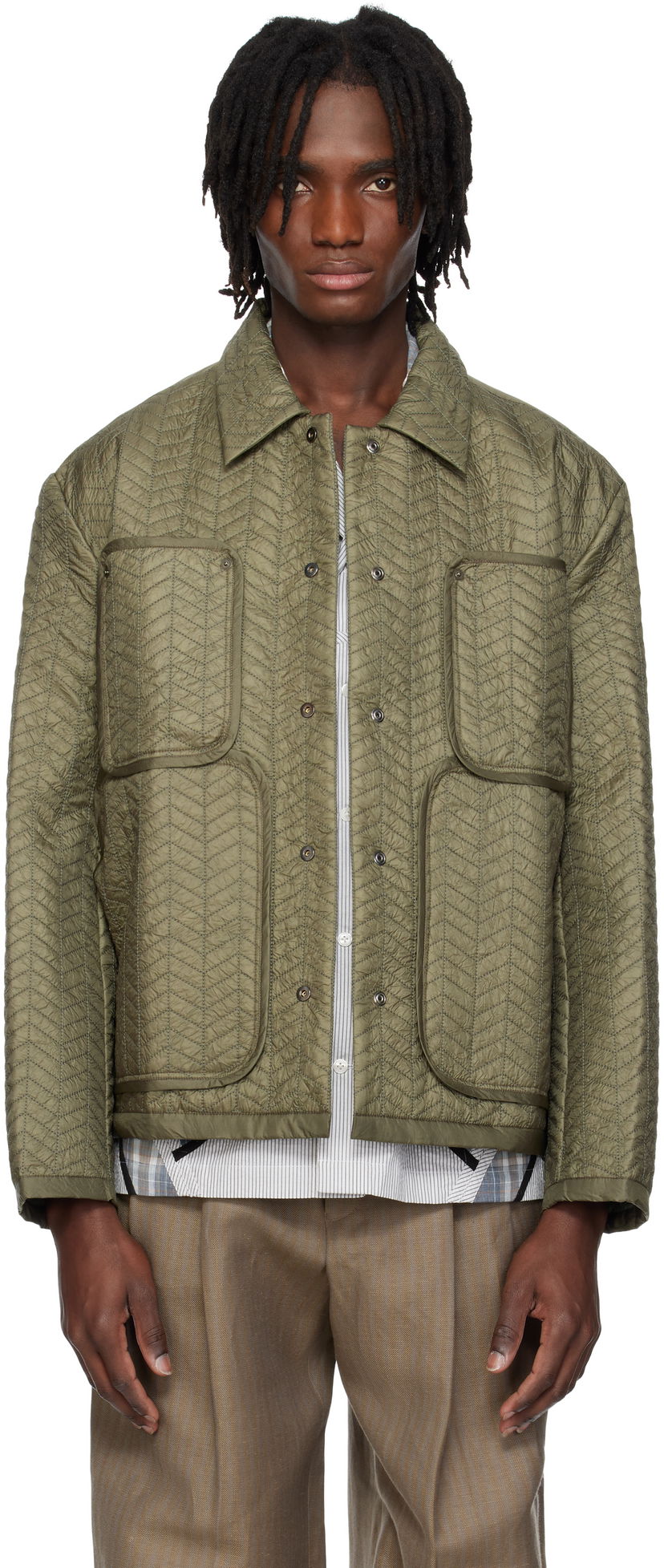 Puffer jakke Craig Green Craig Green Quilted Worker Jacket Grøn | CGSS25CWOJKT82