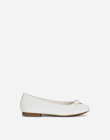 Sneakers og sko Dolce & Gabbana Patent Leather Ballet Flats With Metal Logo Hvid | D11141A132887682, 0