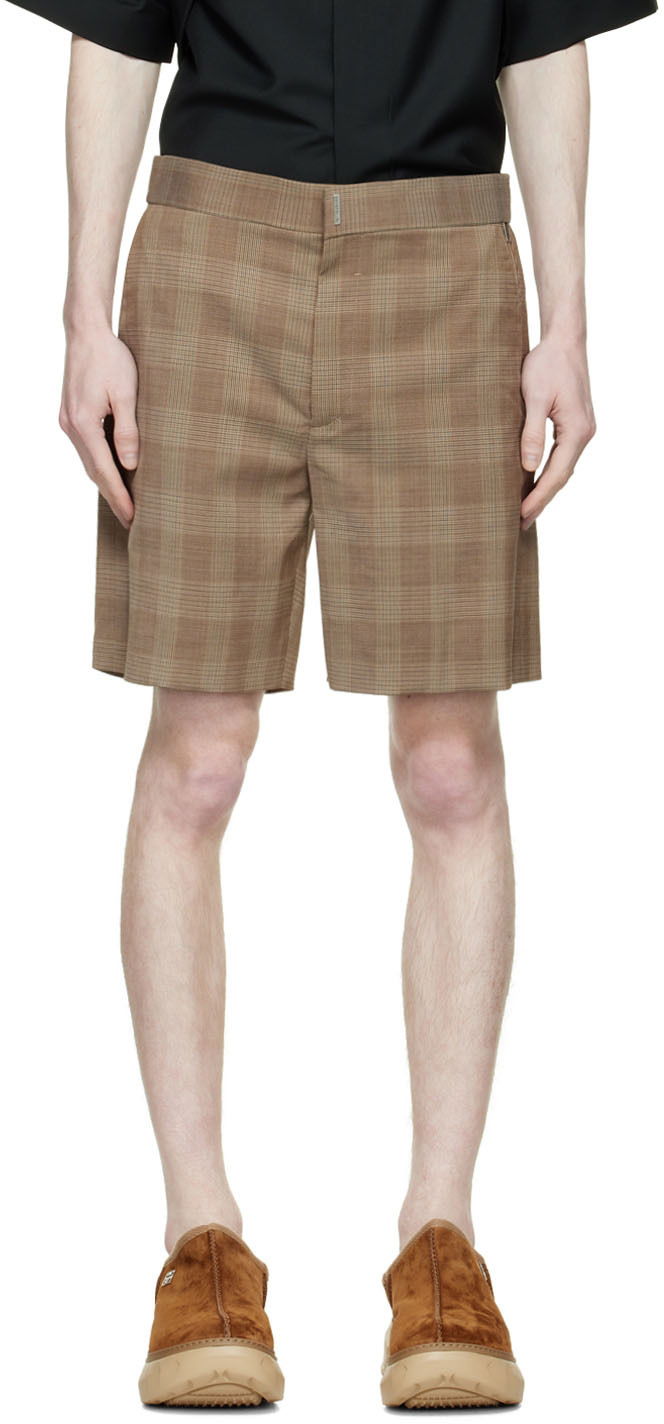Shorts Givenchy Designer Wool Plaid Shorts Brun | BM50YC147F, 0