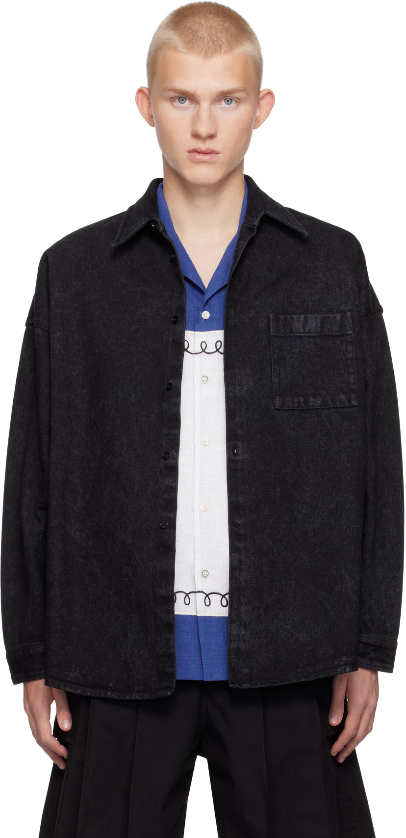 Skjorte Marni Faded Denim Shirt Sort | CUJU0061A2 USCV35