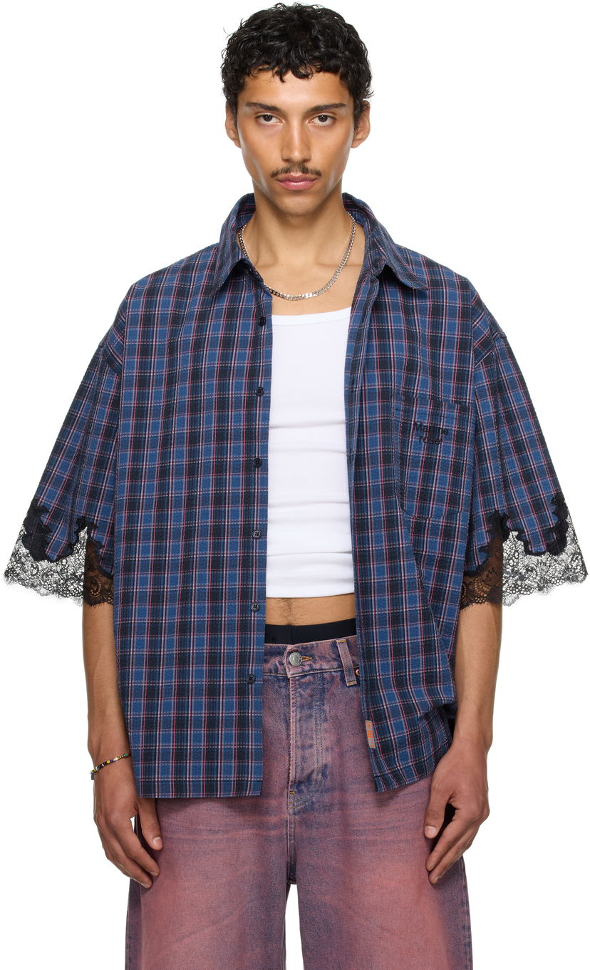 Skjorte Martine Rose Martine Rose Lace Overshirt Blå | 478WS28527