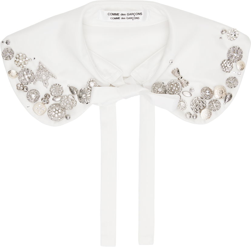 Tørklæde Comme des Garçons Comme des Garçons Embellished Knit Collar Hvid | RO-K802-051-2