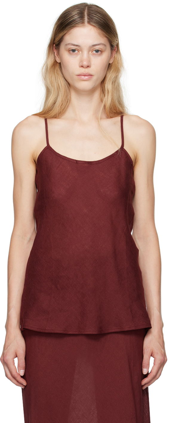Tanktop Baserange Baserange Dydine Linen Tank Top Bourgogne | TODY-LI-AU24