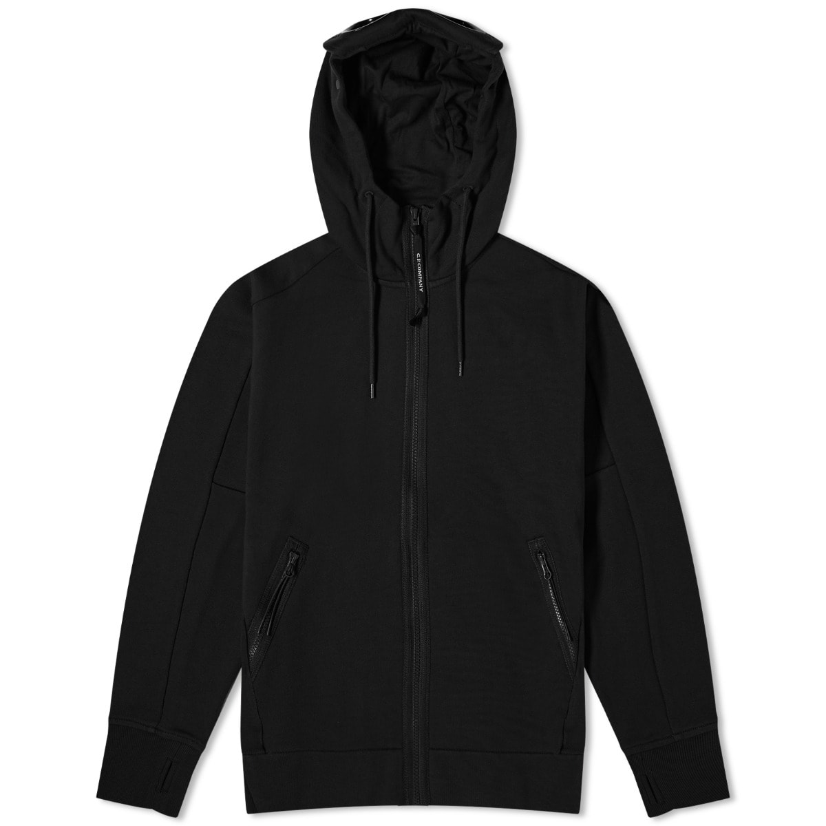 Sweatshirt C.P. Company Diagonal Raised Fleece Goggle Zipped Hoodie Sort | CMSS082A-005086W-999, 0
