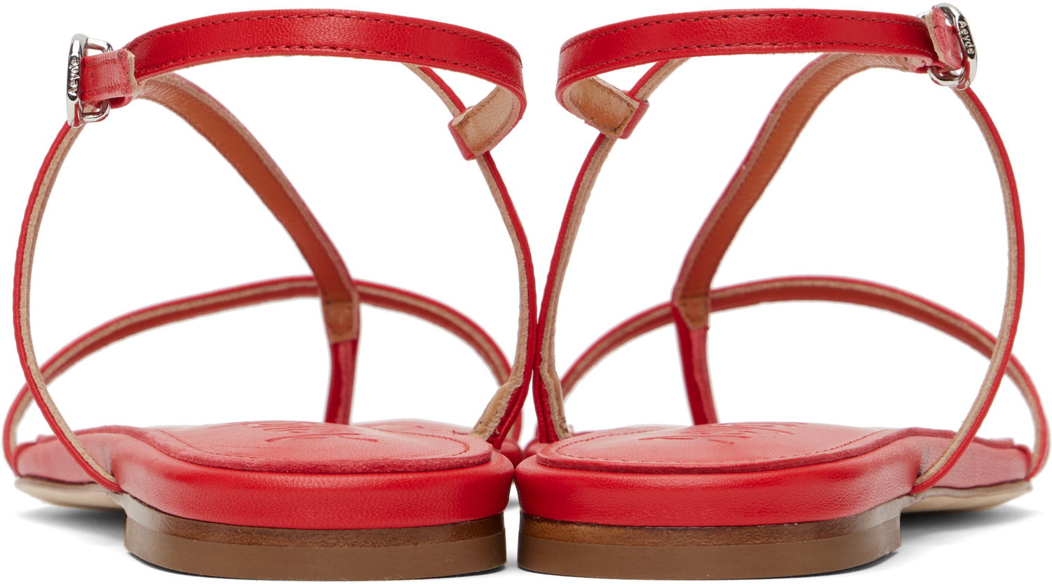 Tilbehør Aeyde Aeyde Ella Leather Toe-Post Sandals Rød | A11-FS-BRNS08FL21-SS25-406-007, 1