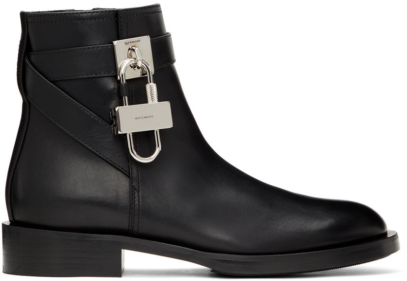 Sneakers og sko Givenchy Padlock Leather Ankle Boots Sort | BE602PE0YP