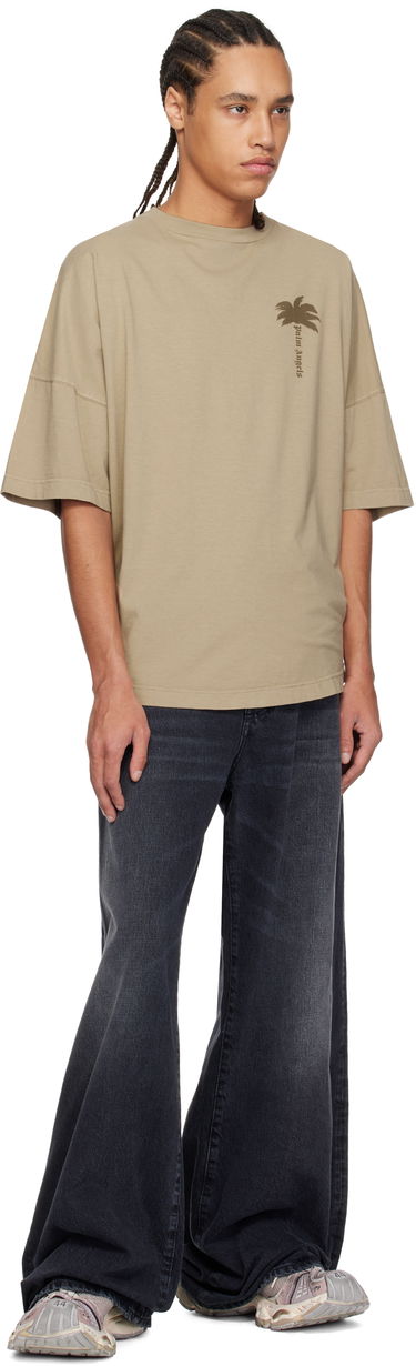 T-shirt Palm Angels Palm Angels Palms Over T-Shirt Beige | PMAA002S25JER0046161, 3