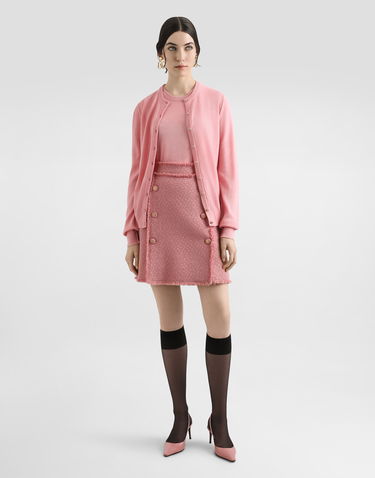 Nederdel Dolce & Gabbana Dolce & Gabbana Raschel Tweed Skirt with DG Logo Buttons Lyserød | F4C03TGDCYKF0473, 1